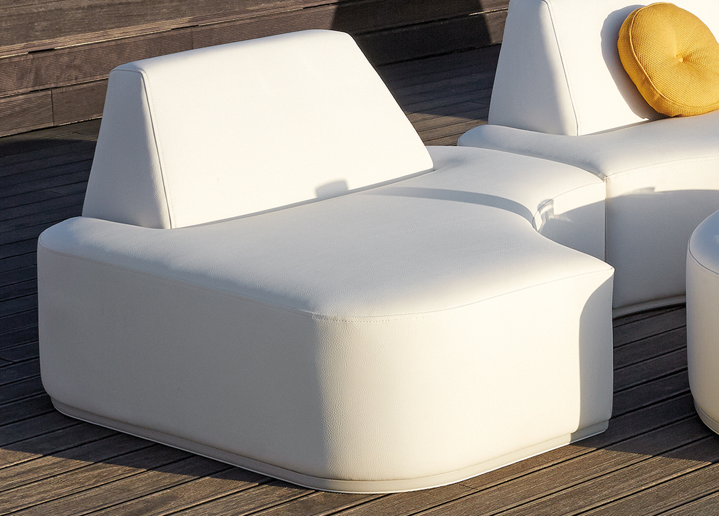 Modern Modular Moon Club Chair Outdoor on a wooden deck