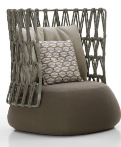 Modern Water Repellent Aluminum Club Chair with high rope backrests and fabric cushions on a white background.