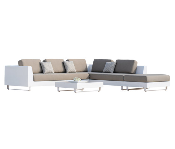 Modern L-shaped Sectional Sofa Fiberglass with cushions and a small coffee table.