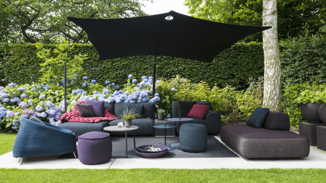 Hudson 360 Cantilever tilt Umbrella Luxury Outdoor modern Patio Furniture Residential Contract Mexico Caribbean Designer High Wind Resistance