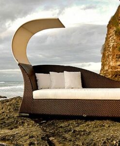 3500 2303a Luxury Cooler Champagne Wicker Chaise Lounger Daybed