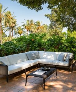 Astrid Sectional Sofa Contemporary Black Wicker