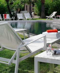 Modern Textilene Aluminum Straight Chaise Lounger