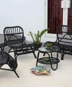 Puerto Aloha Santiago Lounge Set Low Black Contract Hospitality Outdoor Furniture