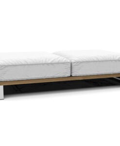 Modern Teak Black White Aluminum Ottoman