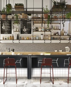 Modern Aluminum Long Slat Counter Bar Table
