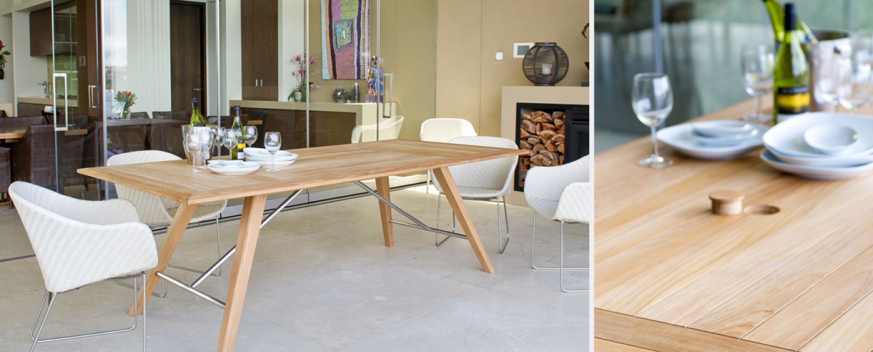 Kaylin Dining Table Modern Teak Restaurant Outdoor Contract