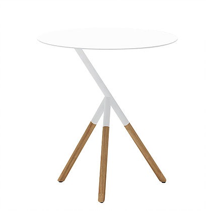 Modern Three Legged Aluminum Teak Side Table
