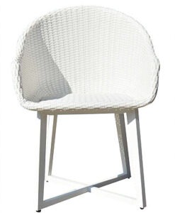 Modern White Aluminum Wicker Dining Chair