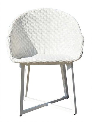 Modern White Aluminum Wicker Dining Chair