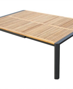 Modern Aluminum Teak Extendable Dining Table