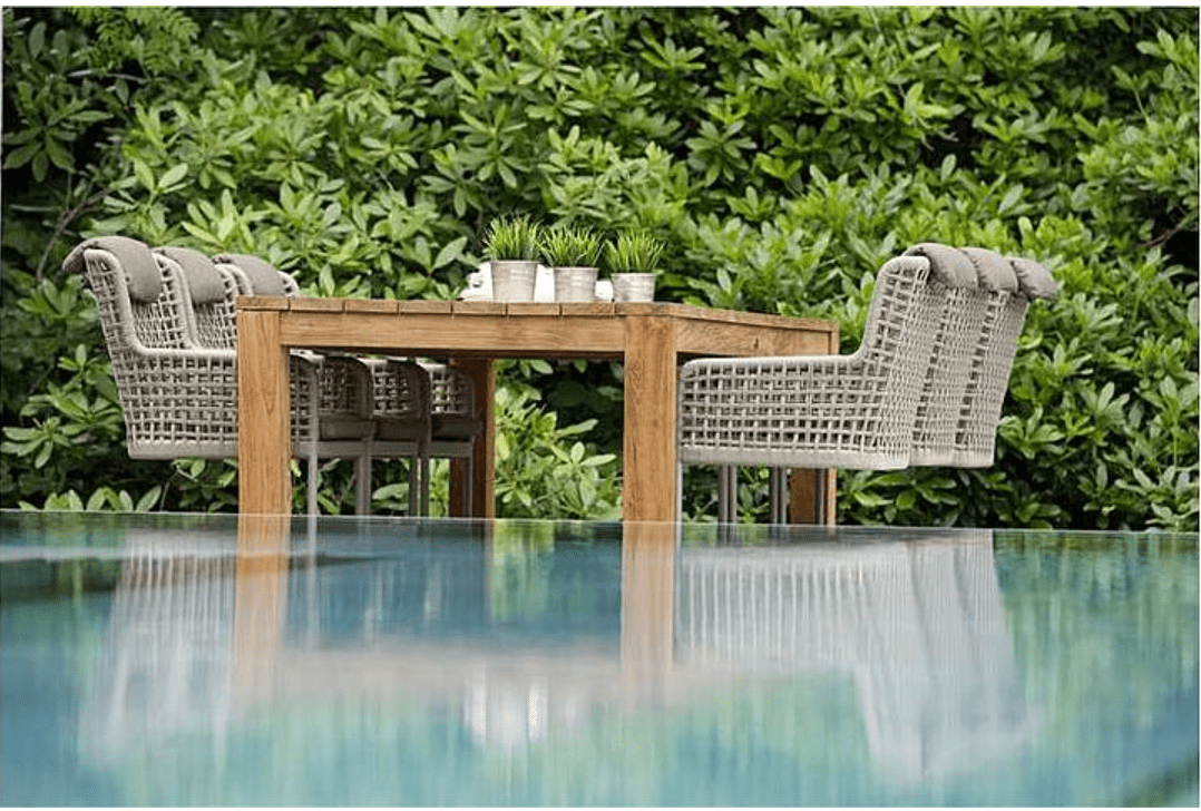 agreta dining cantilever champagne chair contemporary outdoor furniture residential Hamptons Greenwich