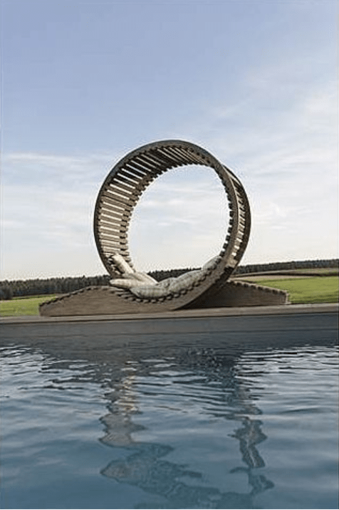 eclipse teak round double giant daybed pool hotel contract furniture