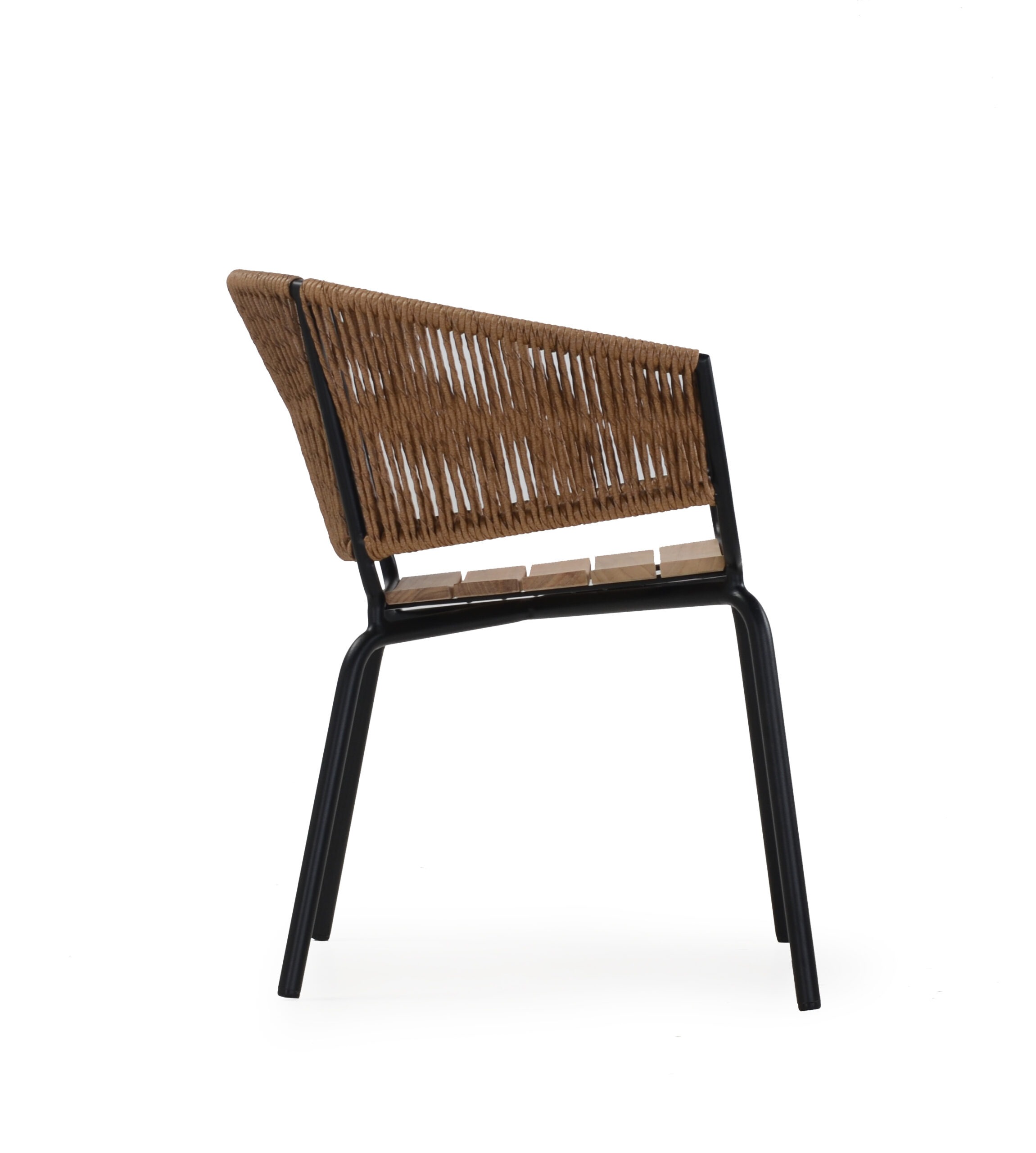 Ake weave dining chair modern contract rope outdoor restaurants hospitality aluminum cord teak furniture