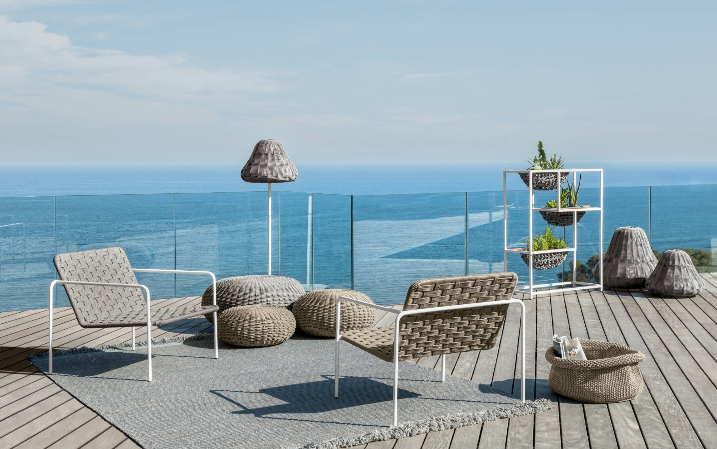 Jessi Rope Modern Outdoor Ottomans - Image 3