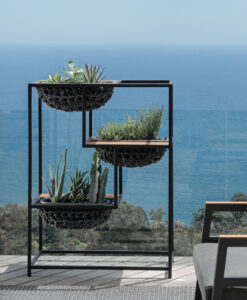 Modern Teak Rope Powder Coated Aluminum Outdoor Planter