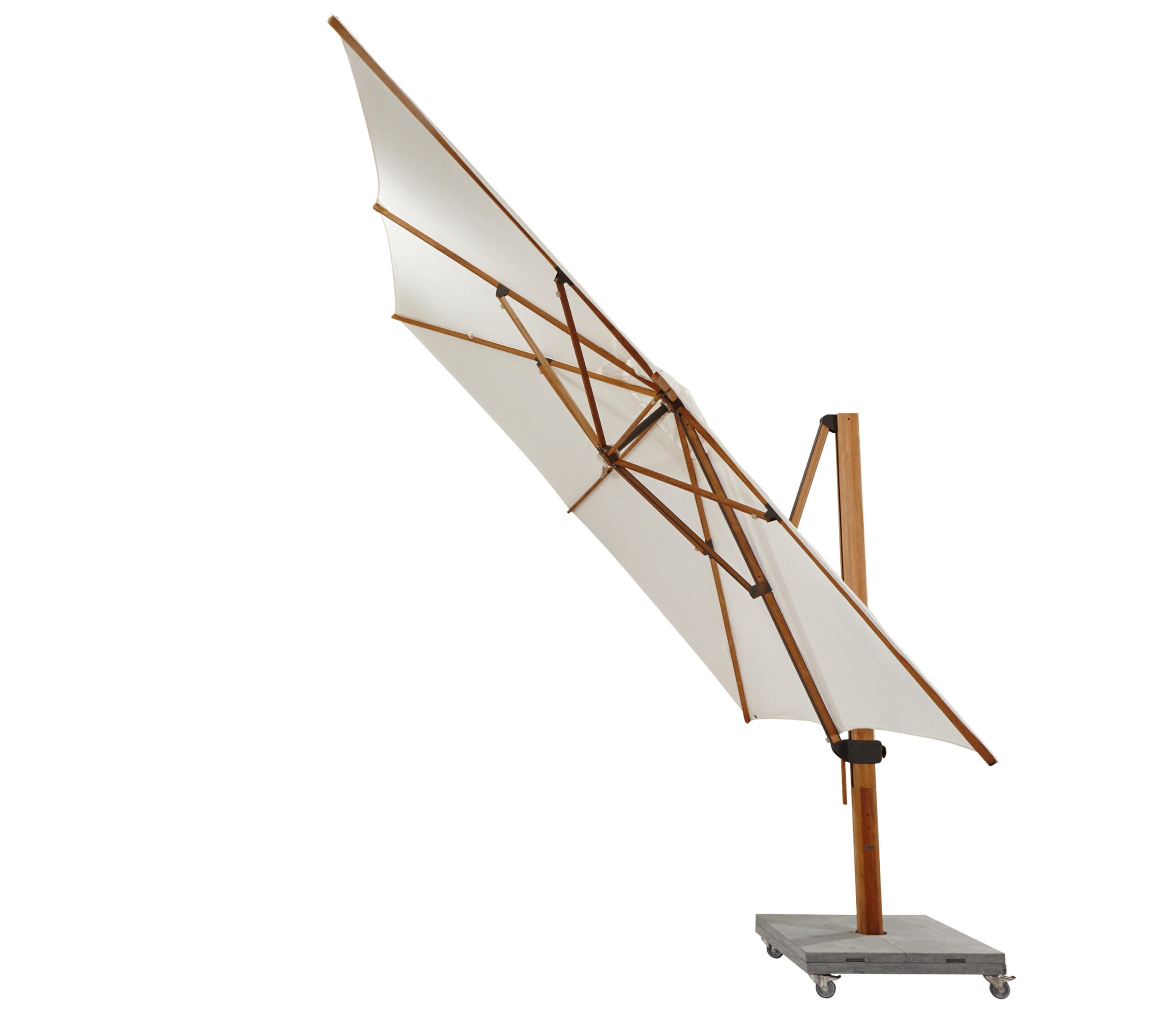 bjorn teak cantilever umbrella 360 rotation tucci plantation look