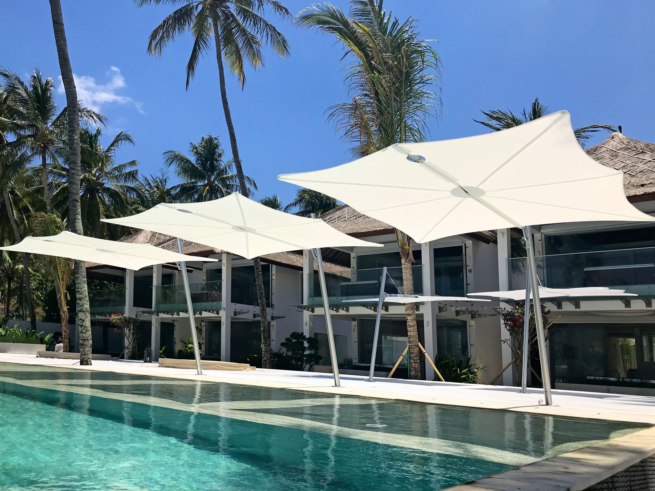 nikki beach pool modern cantilever umbrella marbella ibiza dubHudson 1 Cantilever Umbrella Adjustable Tilt 360 Rotation