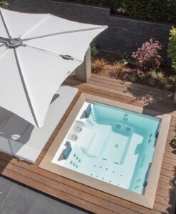 Hudson Single Cantilever 360 Umbrella Luxury Outdoor Contract Forward Leaning Marine grade Residential pool Furniture Hampton