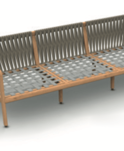 Teak 3 seater sofa with rope weave