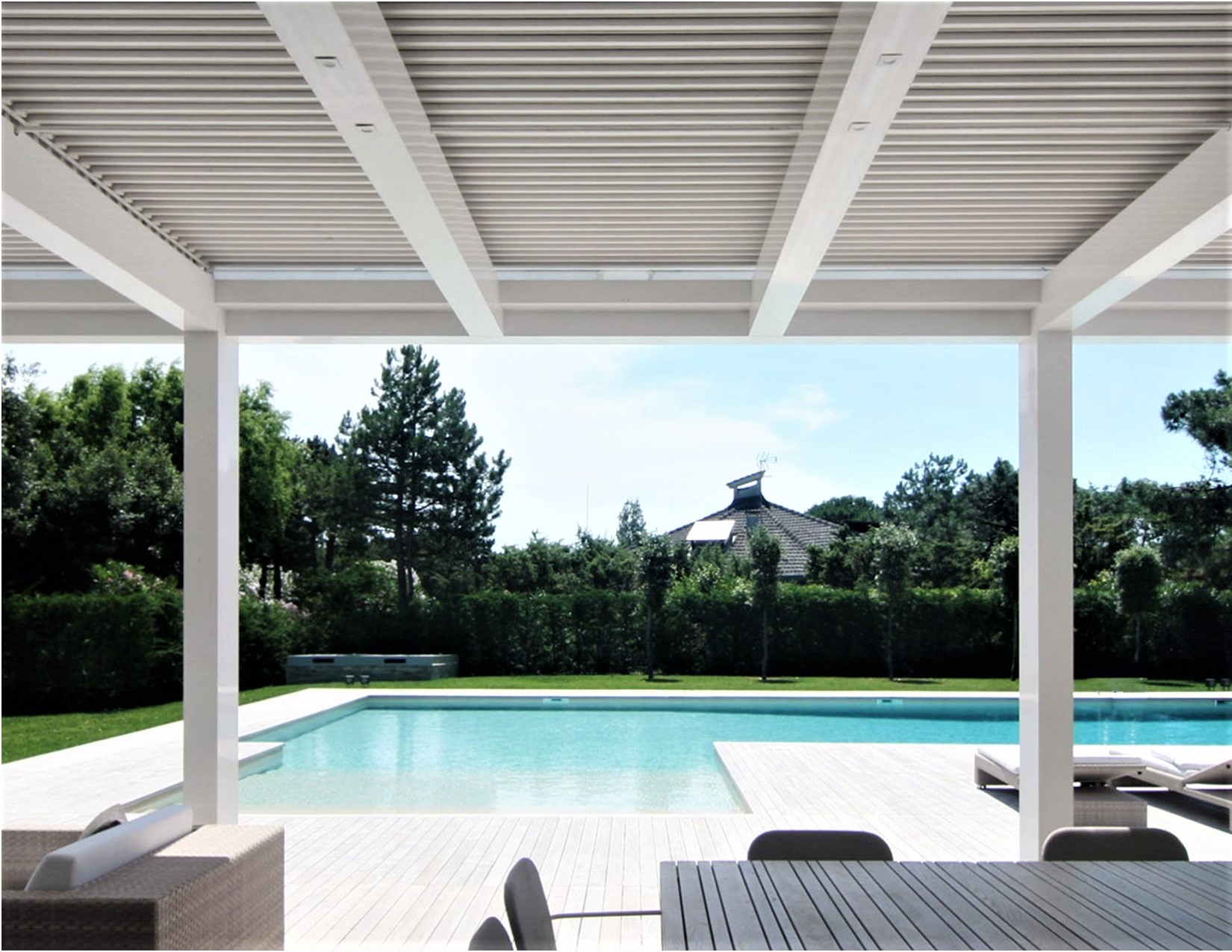 adaptable open close custom louvre slat roof cover shade system pergola wall mount
