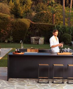 modern luxury outdoor kitchen island black stainless grill bbq gas charcoal custom