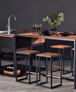 luxury modular outdoor custom grill kitchen black bistro bar modular counter table modern architecture design combo set