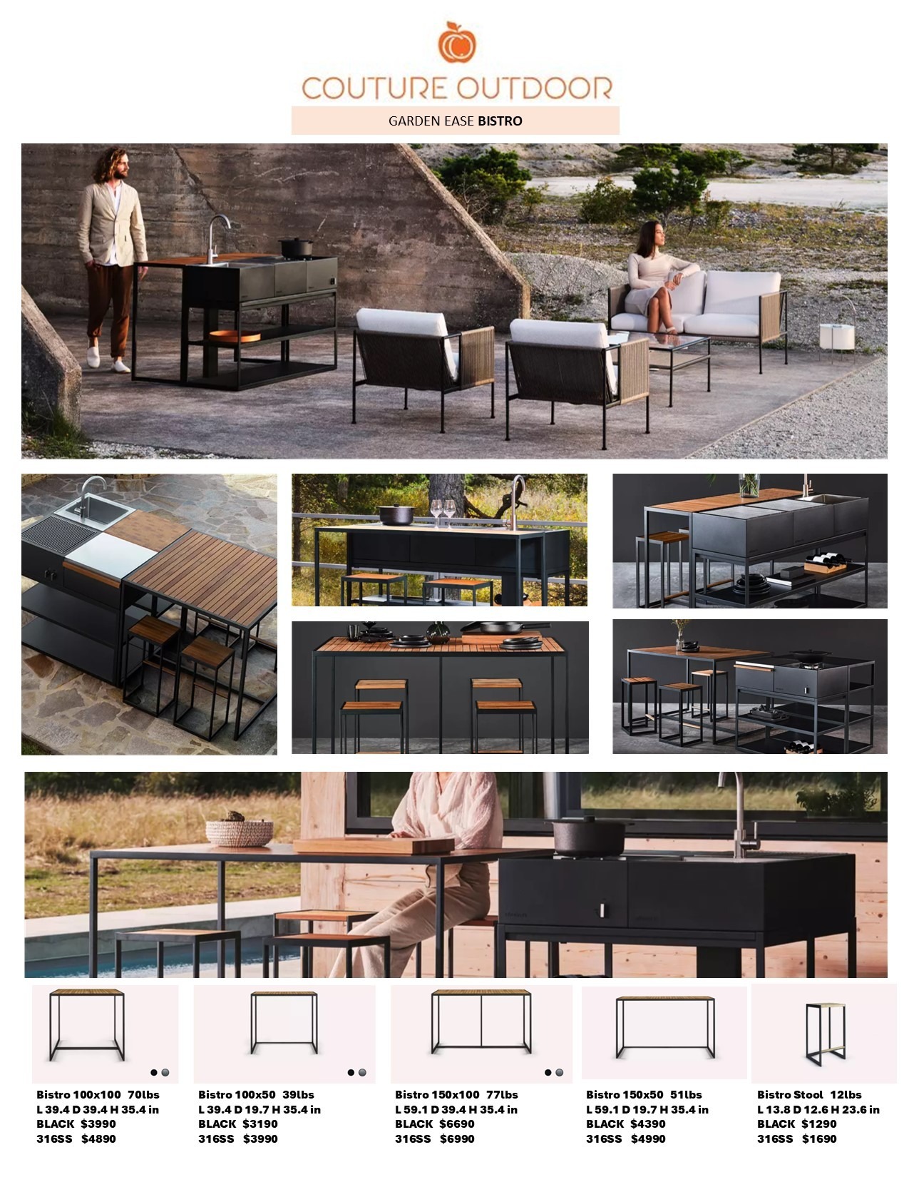 BISTRO bar height teak hightop table bar grill hotel commercial outdoor dining 25