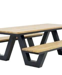 modern black teak picnic table commercial hospitality residential restaurant garden