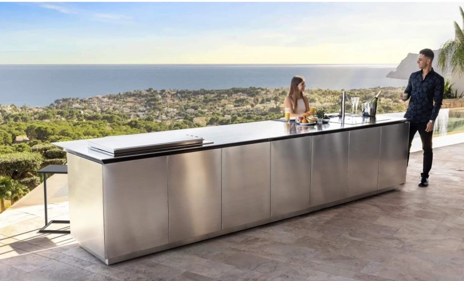 sleek aventura professional custom modern luxury outdoor kitchen bbq grill 316 stone