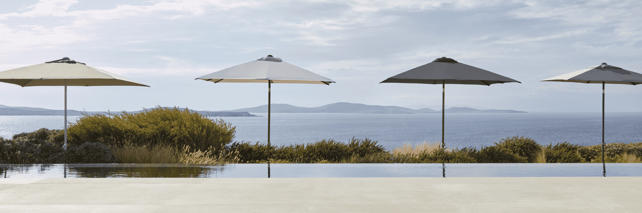jolla cali commercial hospitality modern center pole luxury outdoor umbrellas